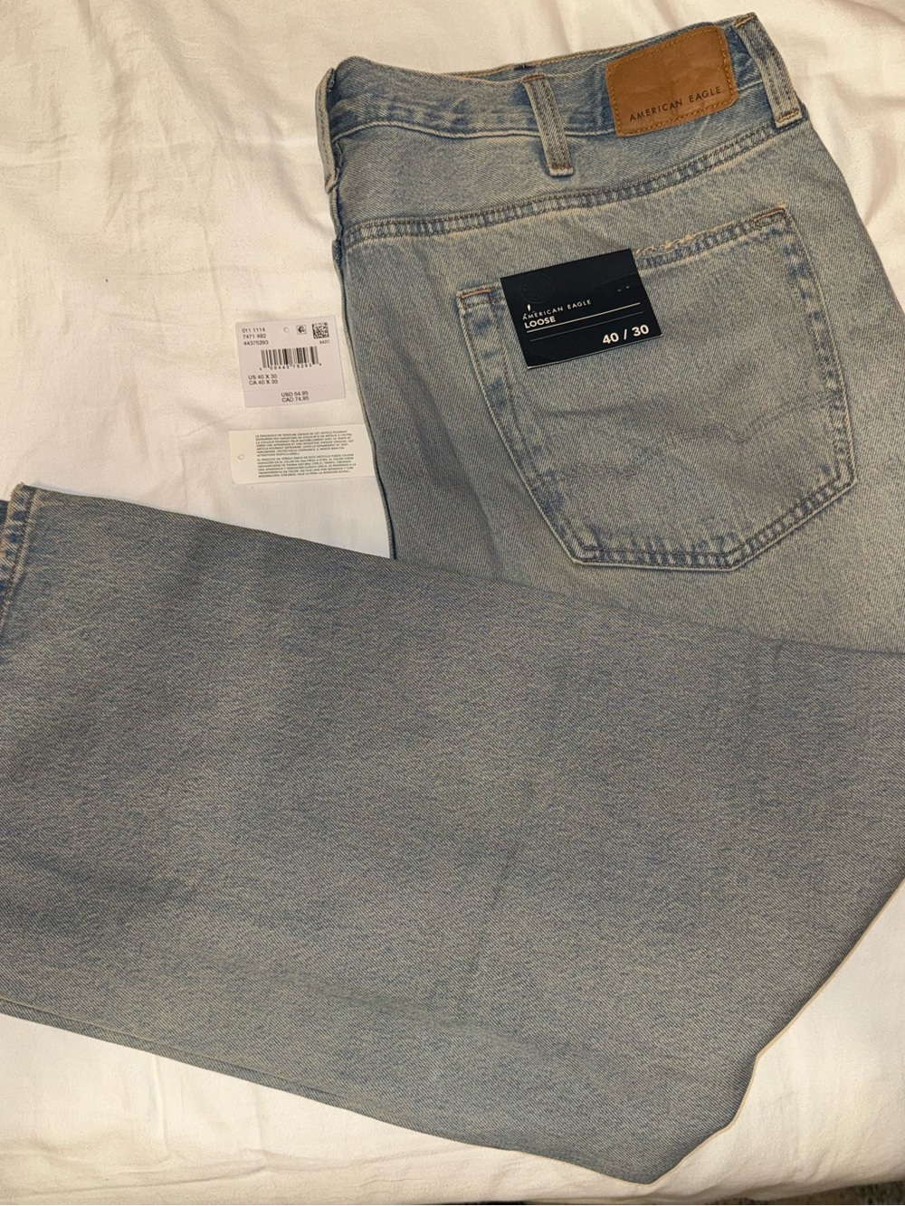 NWT American Eagle AE Loose Jeans Men’s 40x30 Light Tinted Wash